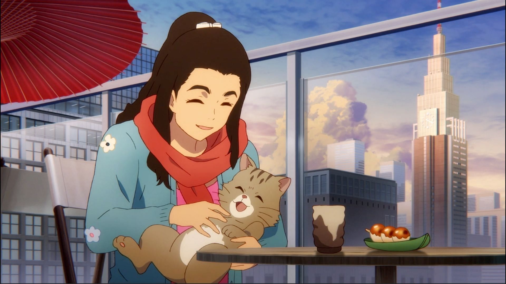 Rashmika and her cat's alter ego as seen in the ad film (Image via Drive)